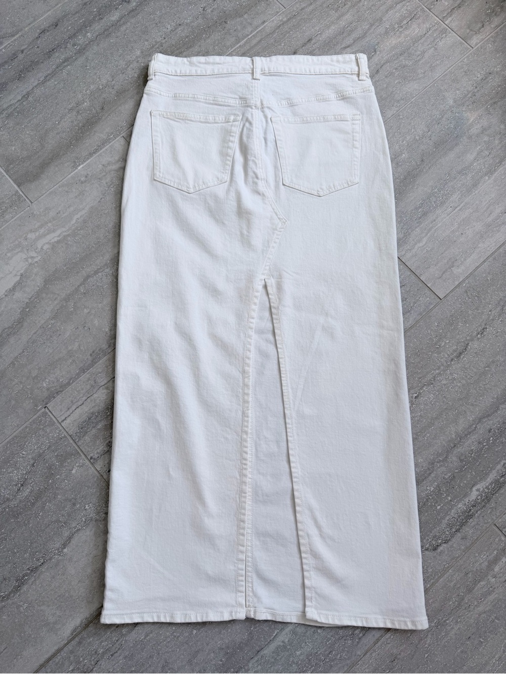 H&M White Denim Maxi Skirt Women’s US 6 High Rise Back Slit NWT Cotton - Picture 6 of 10